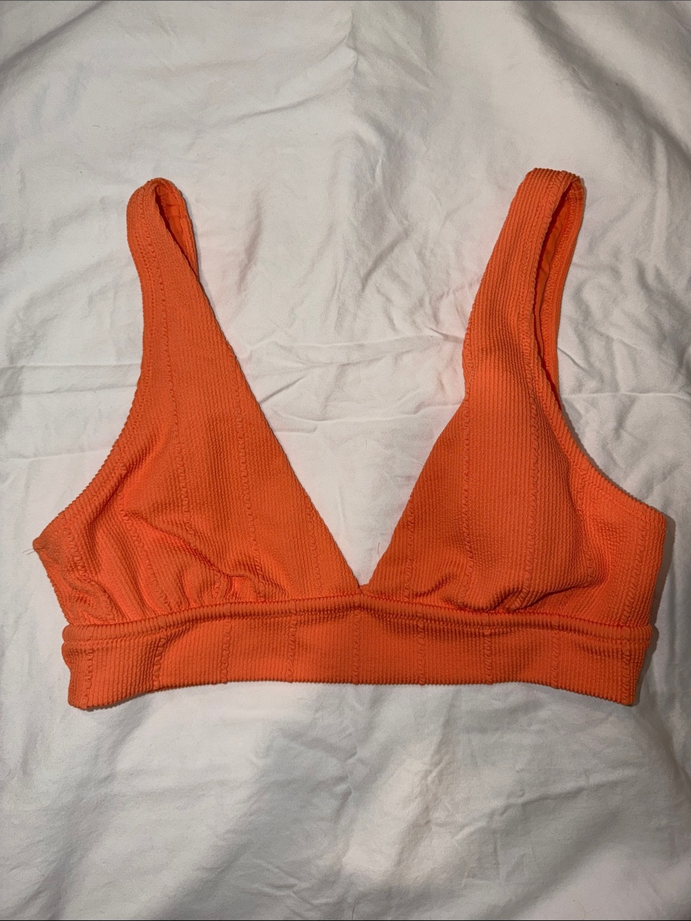 aerie Orange Ribbed Triangle Bikini Top